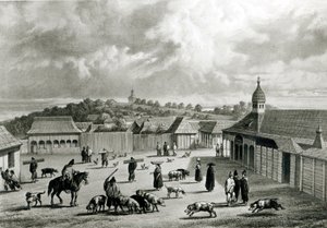 Plaza de San-Carlos de Chiloe, 1835 da Claudio Gay